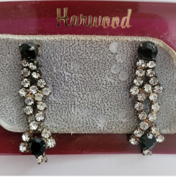 Vintage Harwood Rhinestone Earrings - Picture 5 of 7